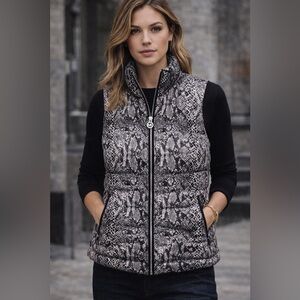 MICHAEL by MICHAEL KORS Black And White Snake Print Quilted Puffer Vest